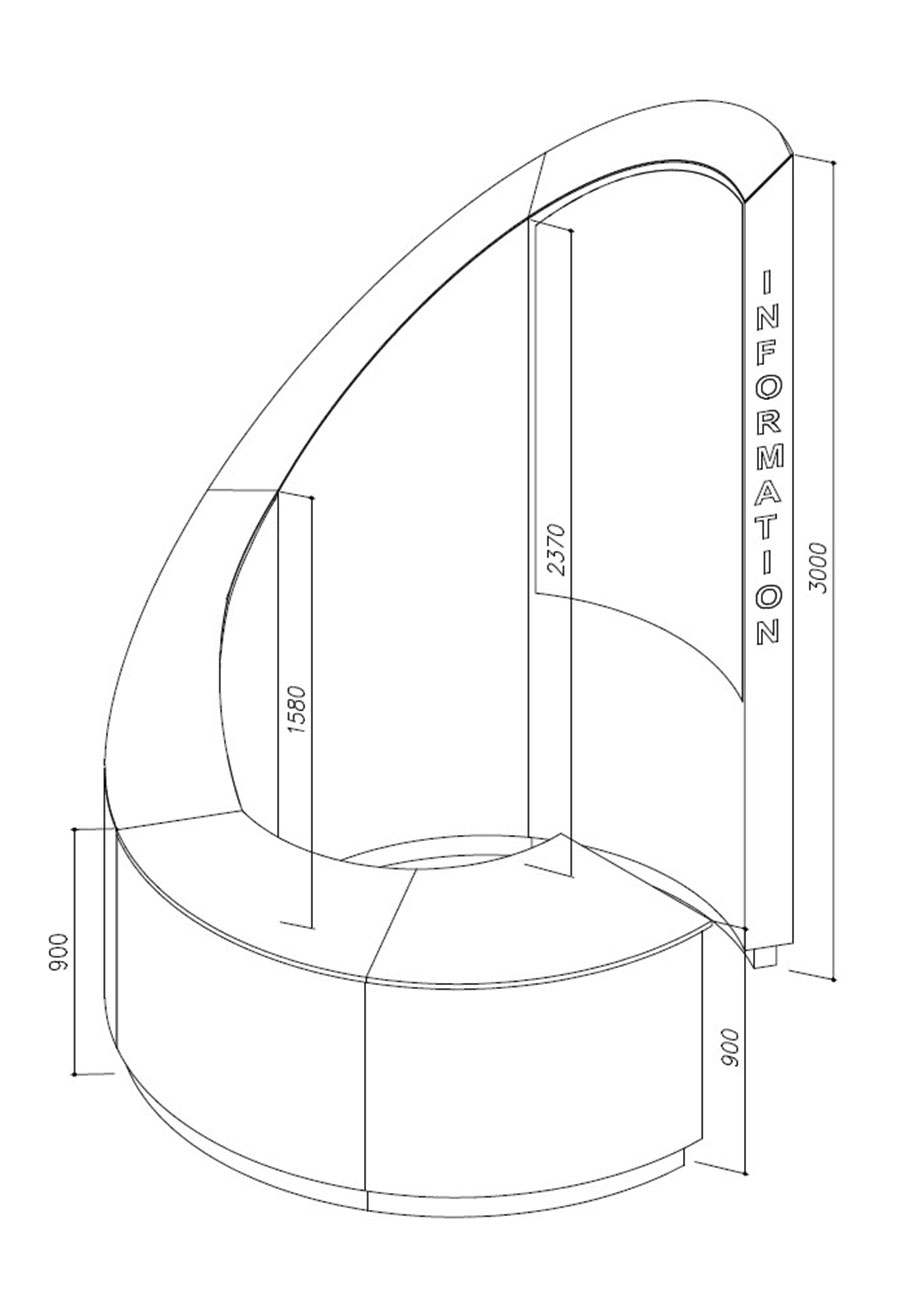 Konstruktionszeichnung Info-Counter für Evocura